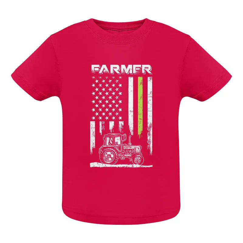 Farmer Tractor Patriotic American Flag - Infant Fine Jersey Tee