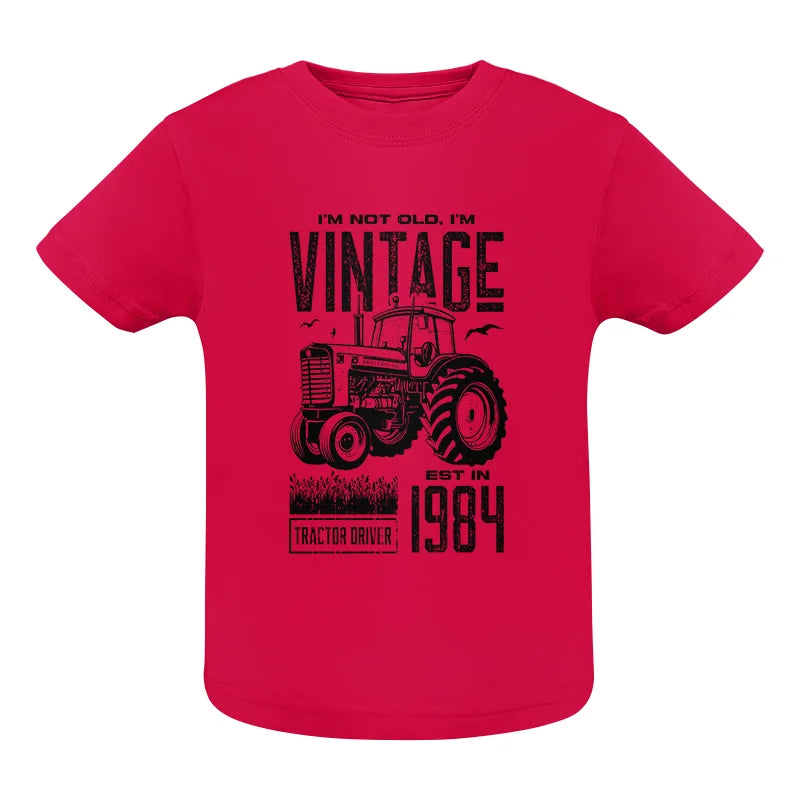 Vintage Tractor Farmer Birthday Born In 1984 1 - Infant Fine Jersey Tee