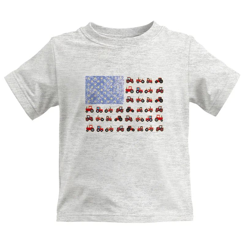 Farming Tractor Vintage Patriotic American Flag - Kids Heavy Cotton™ Tee