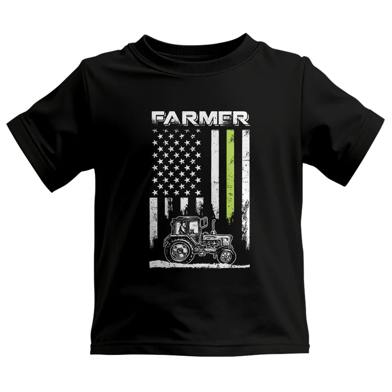 Image of Farmer Tractor Patriotic American Flag - Kids Heavy Cotton™ Tee