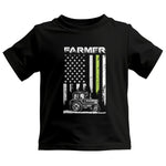 Farmer Tractor Patriotic American Flag - Kids Heavy Cotton™ Tee