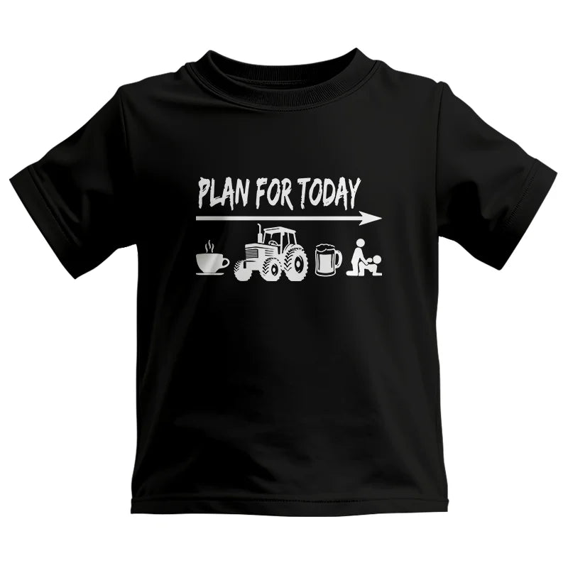 Image of Funny Farmer Plan For Today Coffee Tractor Beer Bed - Kids Heavy Cotton™ Tee