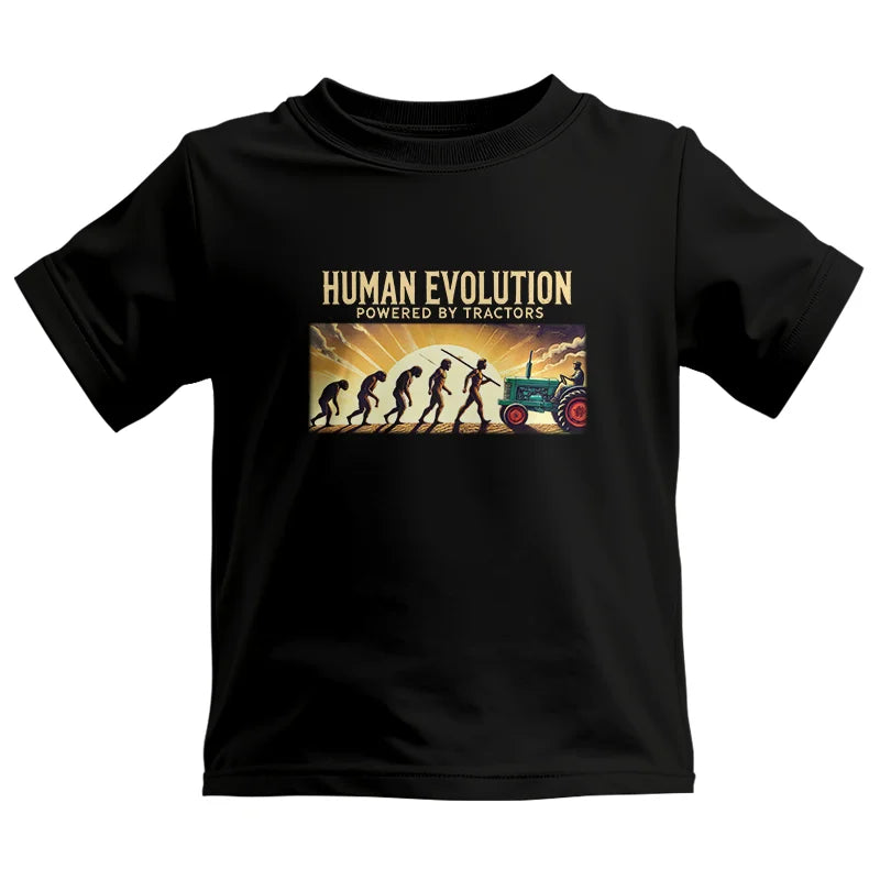 Human Evolution Powered By Tractors - Kids Heavy Cotton™ Tee