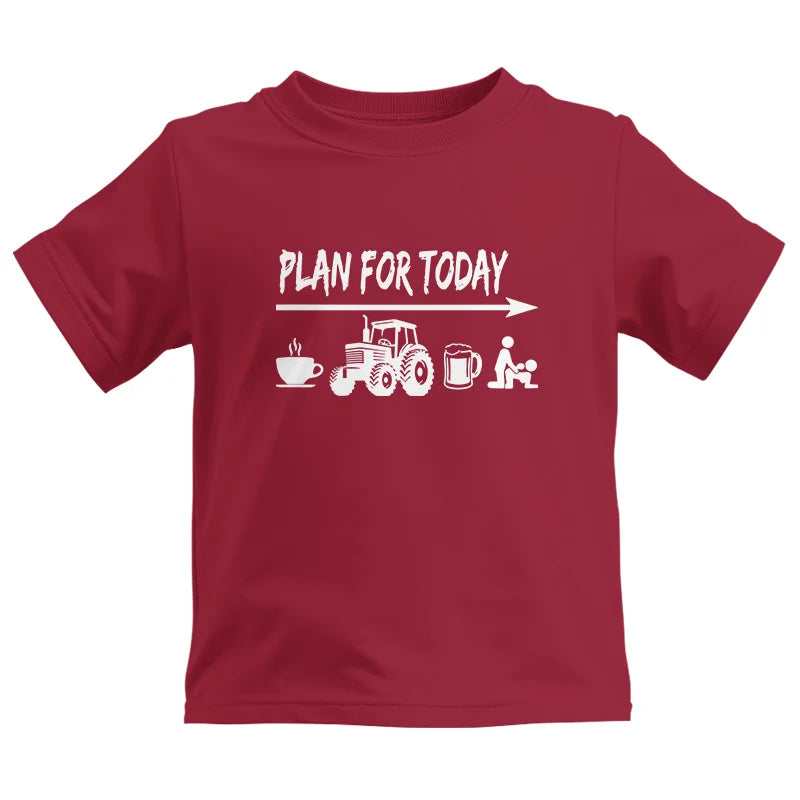 Funny Farmer Plan For Today Coffee Tractor Beer Bed - Kids Heavy Cotton™ Tee