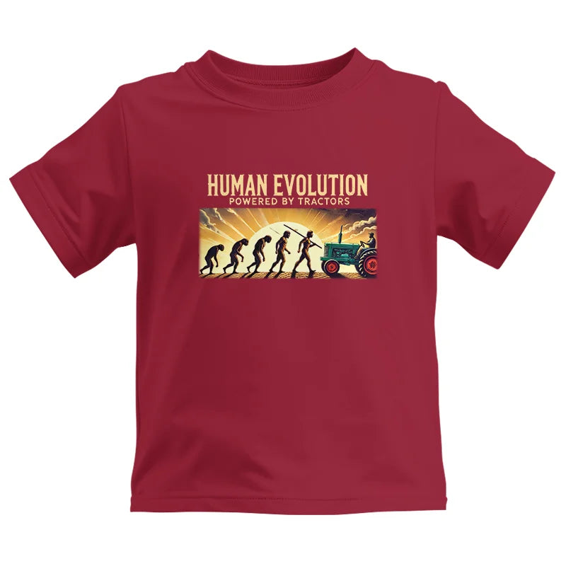 Human Evolution Powered By Tractors - Kids Heavy Cotton™ Tee