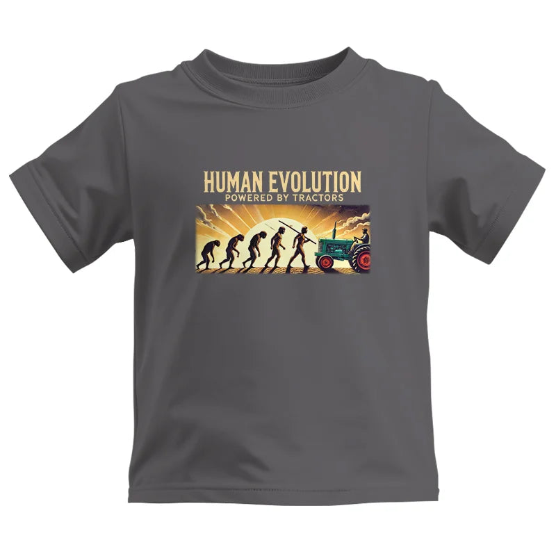 Image of Human Evolution Powered By Tractors - Kids Heavy Cotton™ Tee