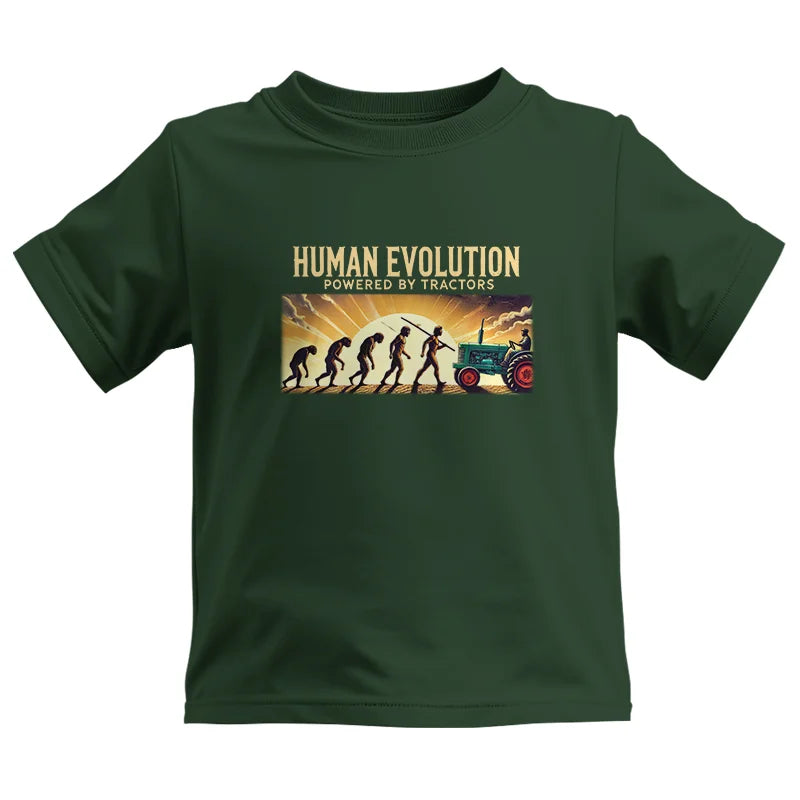 Image of Human Evolution Powered By Tractors - Kids Heavy Cotton™ Tee