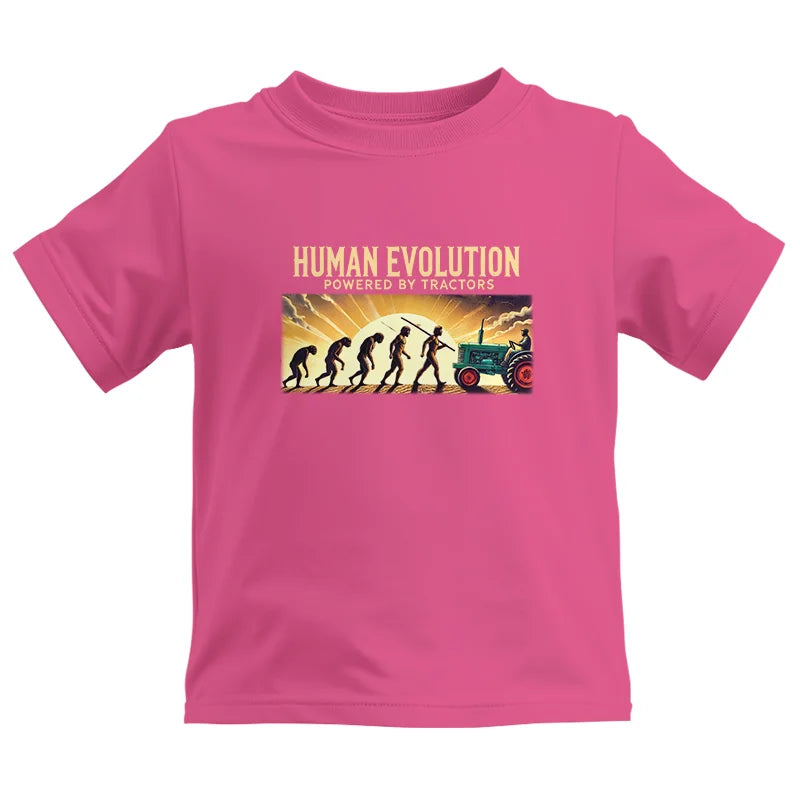 Human Evolution Powered By Tractors - Kids Heavy Cotton™ Tee