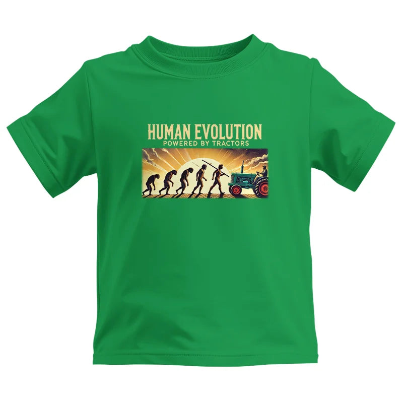 Human Evolution Powered By Tractors - Kids Heavy Cotton™ Tee