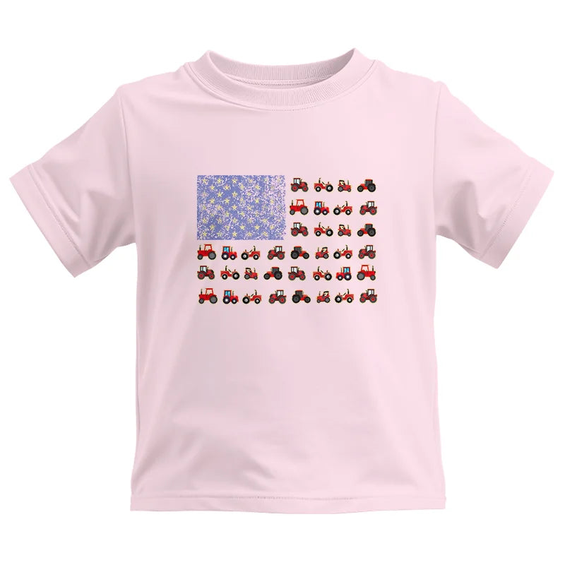 Farming Tractor Vintage Patriotic American Flag - Kids Heavy Cotton™ Tee