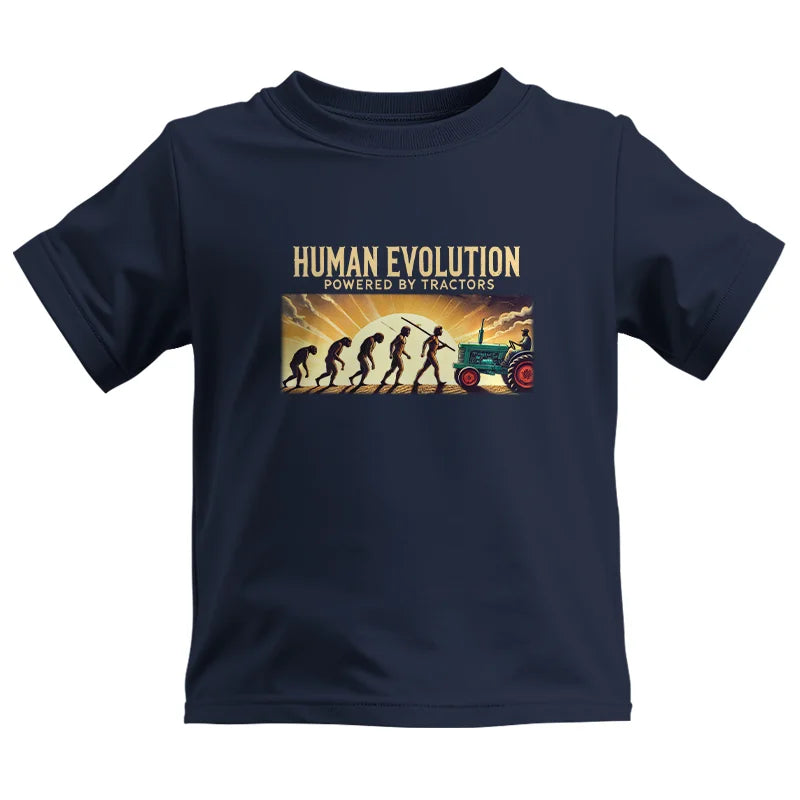 Image of Human Evolution Powered By Tractors - Kids Heavy Cotton™ Tee