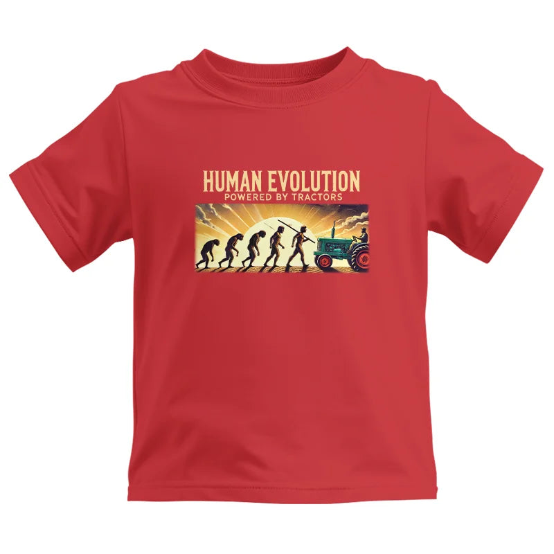 Image of Human Evolution Powered By Tractors - Kids Heavy Cotton™ Tee