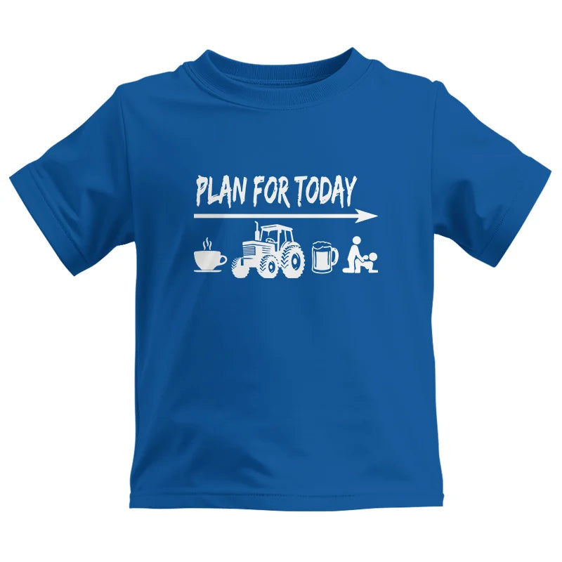 Funny Farmer Plan For Today Coffee Tractor Beer Bed - Kids Heavy Cotton™ Tee