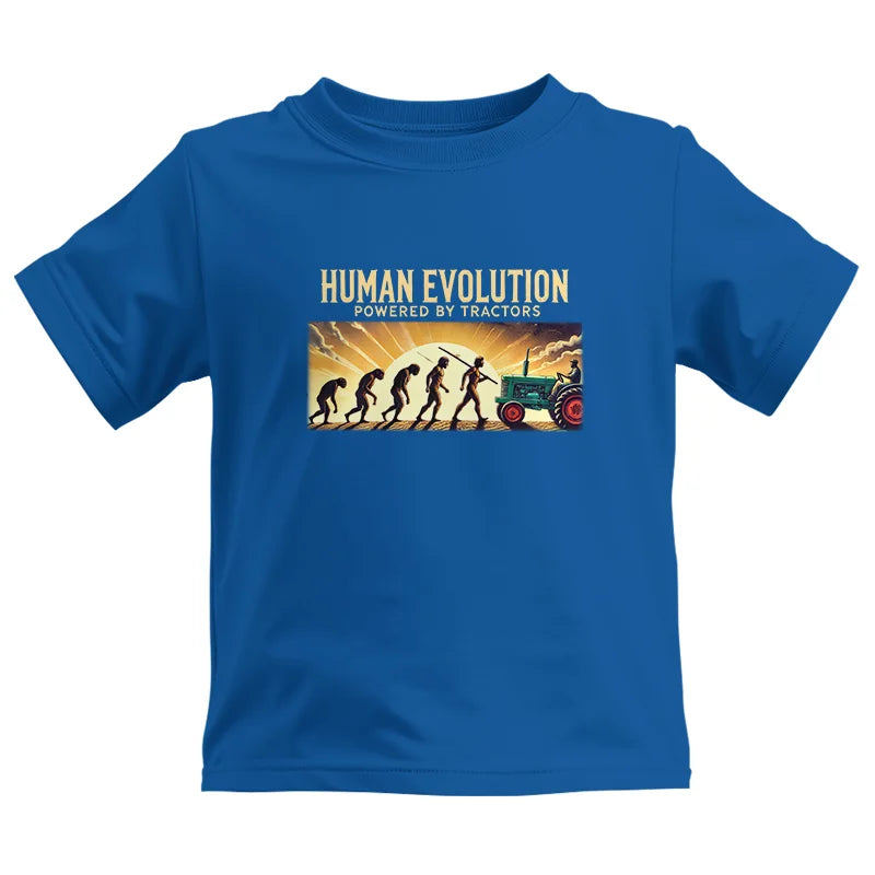 Image of Human Evolution Powered By Tractors - Kids Heavy Cotton™ Tee