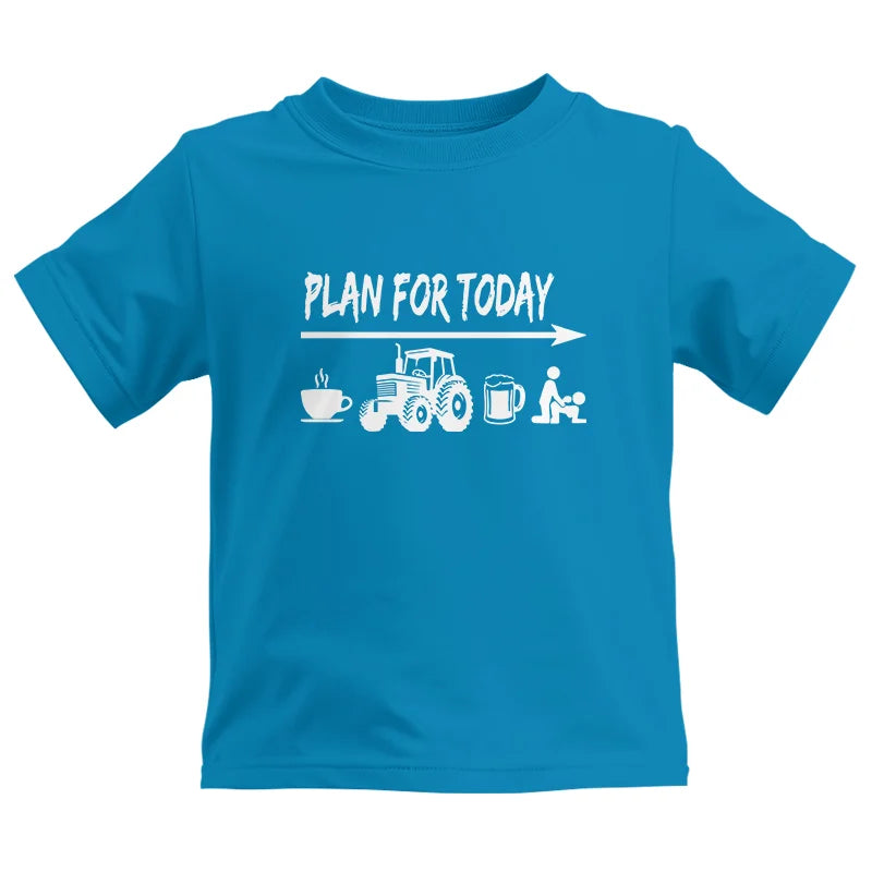 Funny Farmer Plan For Today Coffee Tractor Beer Bed - Kids Heavy Cotton™ Tee