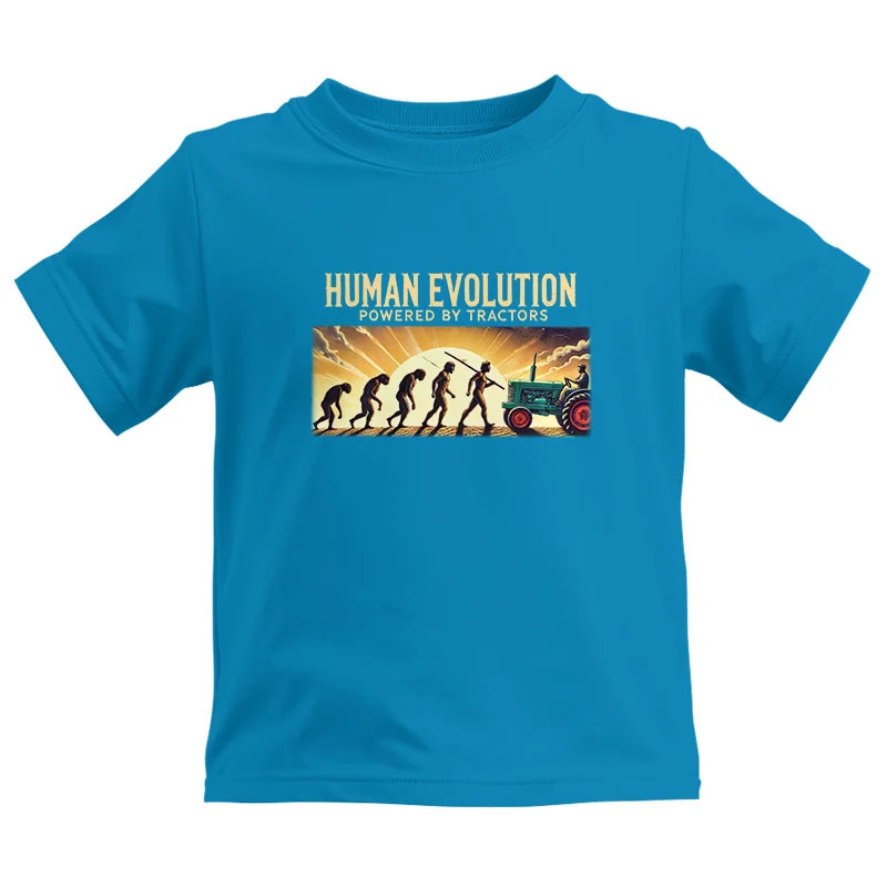 Human Evolution Powered By Tractors - Kids Heavy Cotton™ Tee