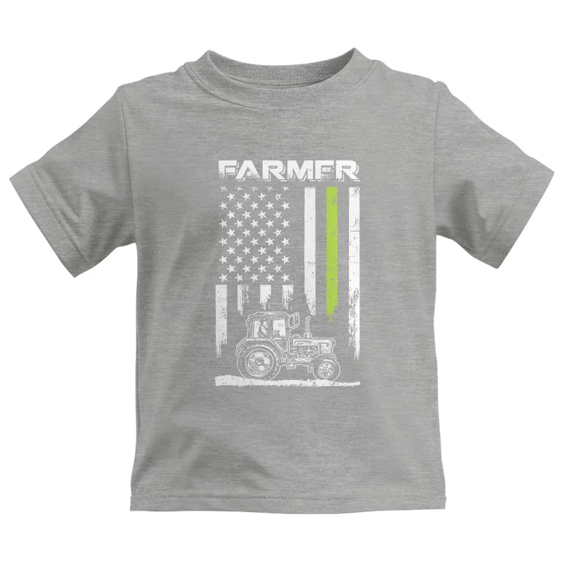 Image of Farmer Tractor Patriotic American Flag - Kids Heavy Cotton™ Tee