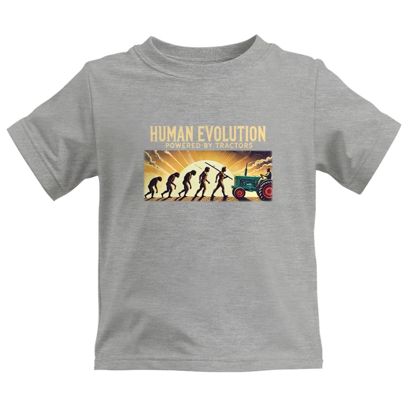 Human Evolution Powered By Tractors - Kids Heavy Cotton™ Tee