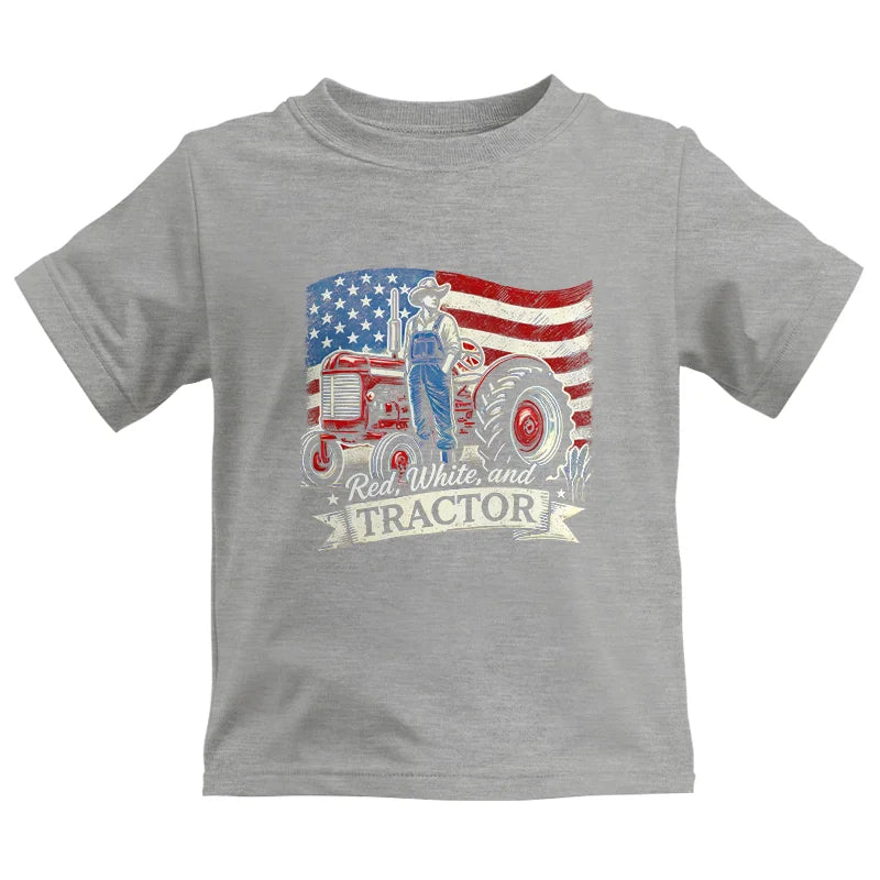 Red White And Tractor - Kids Heavy Cotton™ Tee