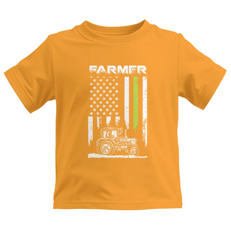 Image of Farmer Tractor Patriotic American Flag - Kids Heavy Cotton™ Tee