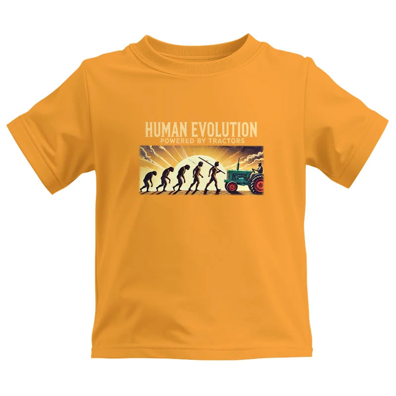 Image of Human Evolution Powered By Tractors - Kids Heavy Cotton™ Tee