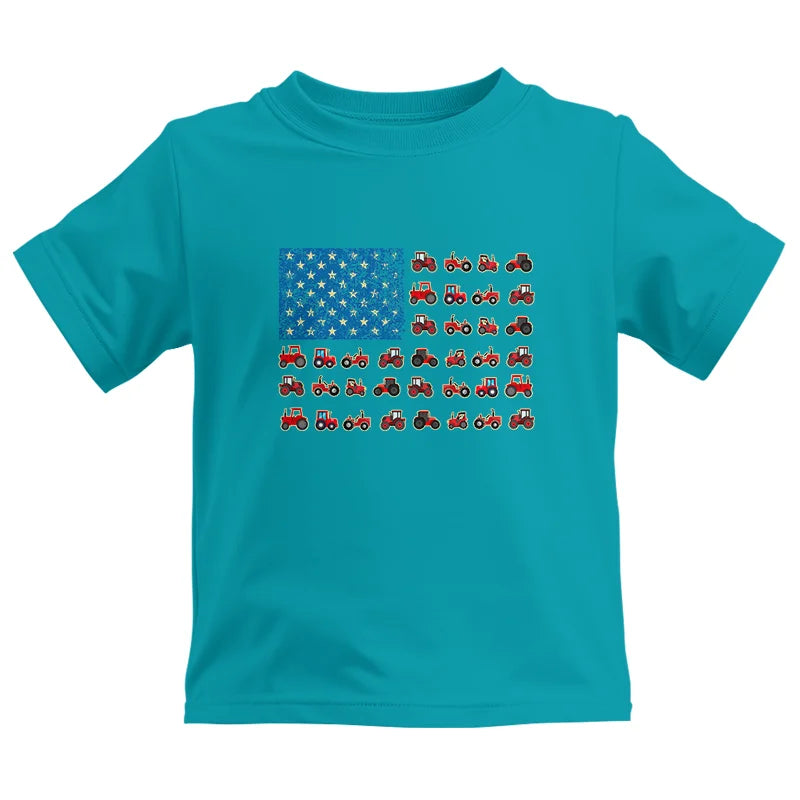 Farming Tractor Vintage Patriotic American Flag - Kids Heavy Cotton™ Tee