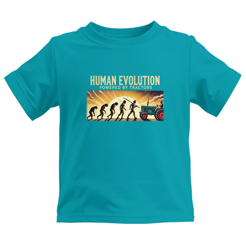 Human Evolution Powered By Tractors - Kids Heavy Cotton™ Tee