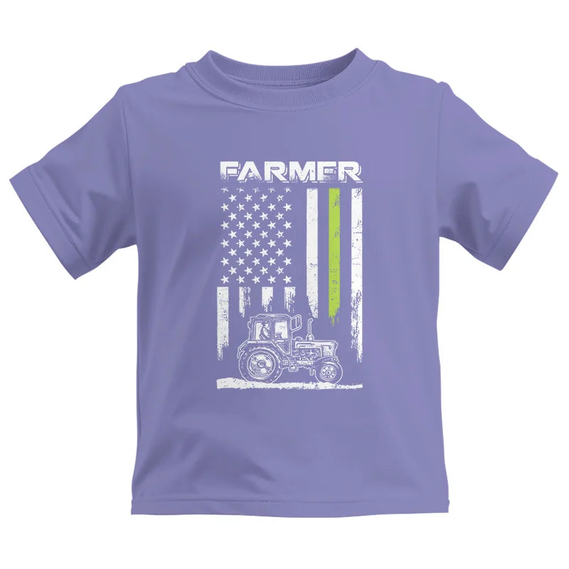 Image of Farmer Tractor Patriotic American Flag - Kids Heavy Cotton™ Tee