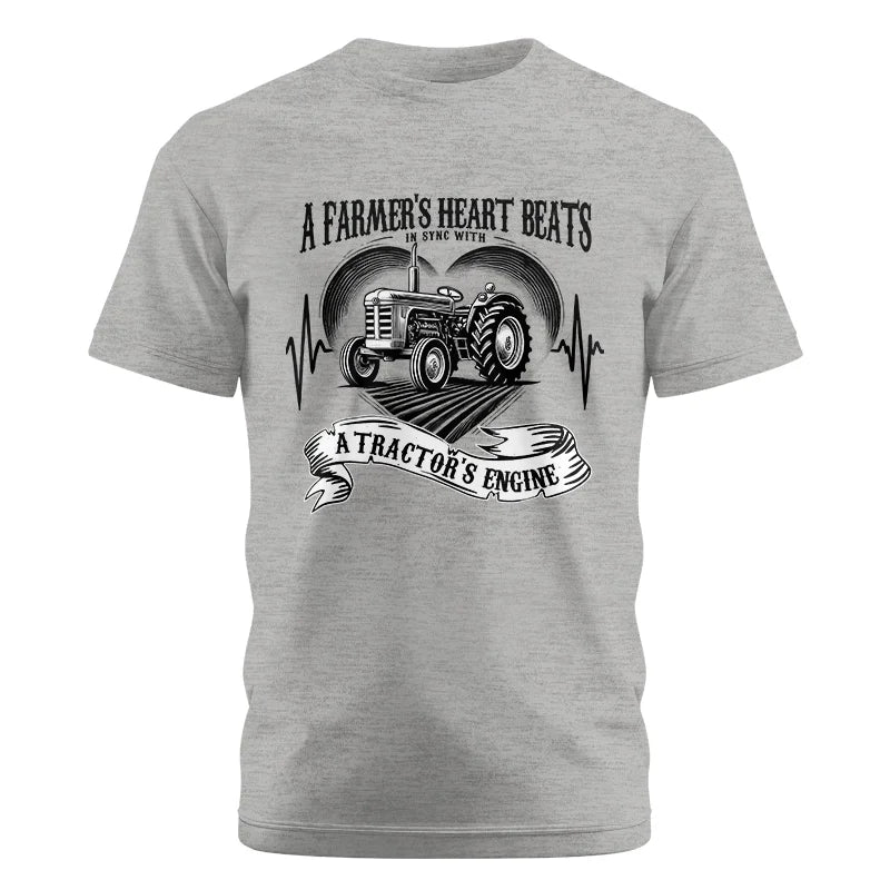 A Farmer’s Heart Beats A Tractor’s Engine - Unisex Cotton Crew Tee