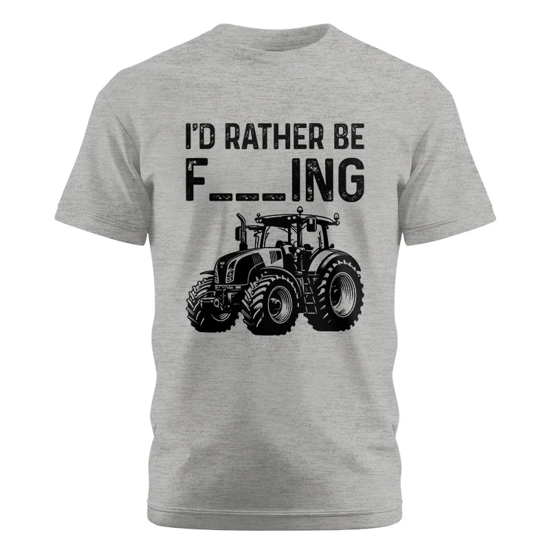 Image of Funny I Would Rather Be Farming Tractor 1 - Unisex Cotton Crew Tee