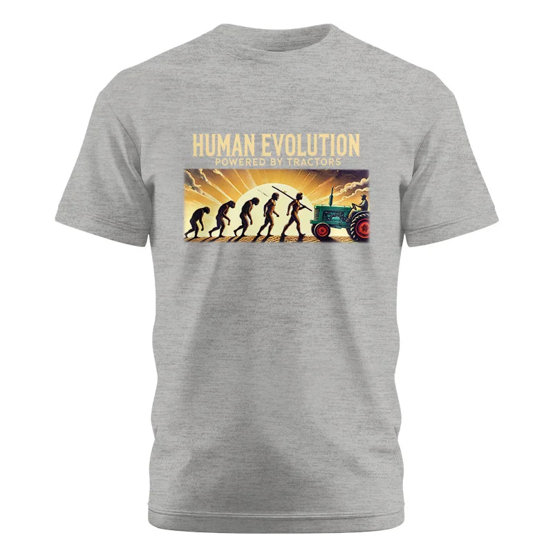 Human Evolution Powered By Tractors - Unisex Cotton Crew Tee