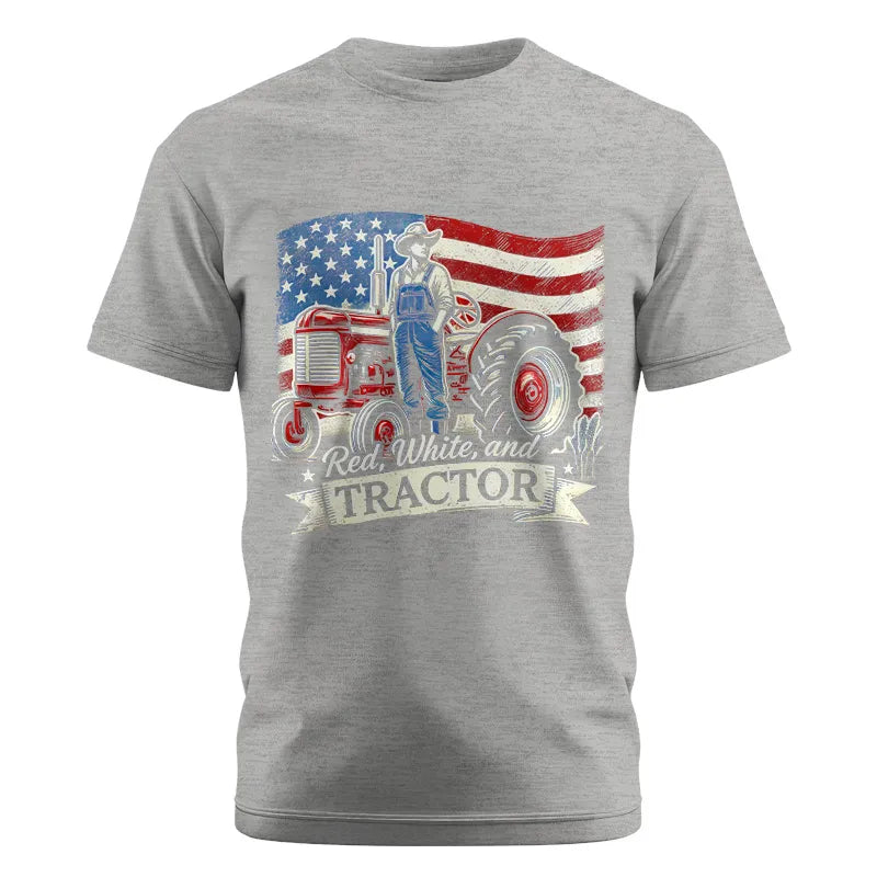 Red White And Tractor - Unisex Cotton Crew Tee