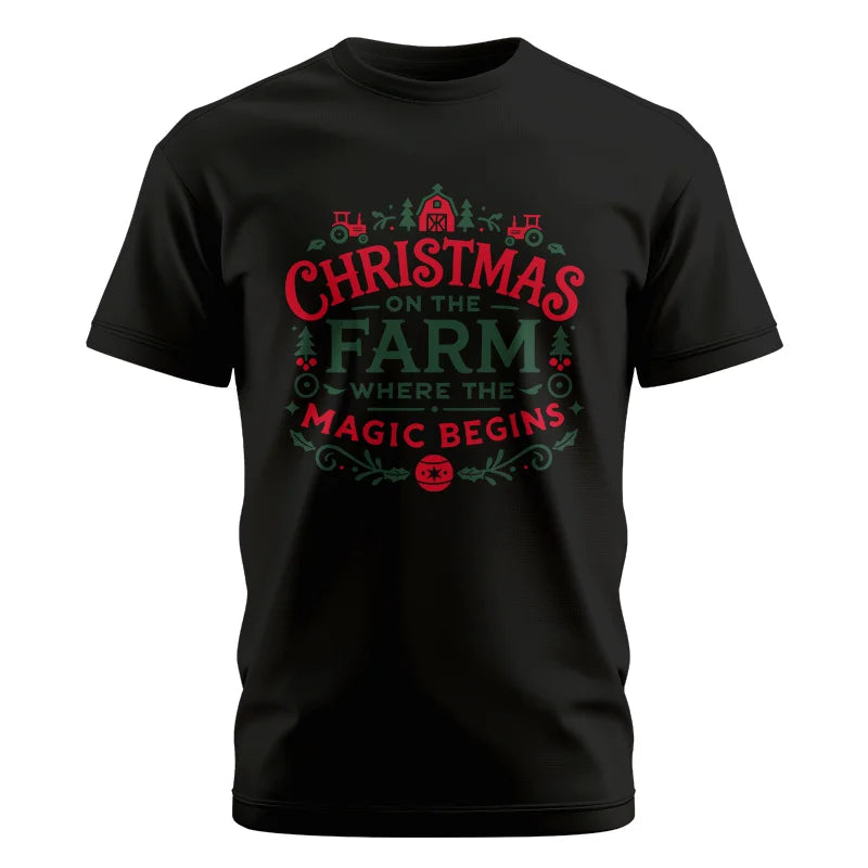 Christmas on the Farm Where the Magic Begins! 1 - Unisex Cotton Crew Tee