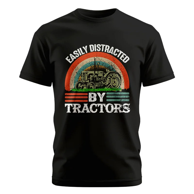 Easily Distracted By Tractors - Unisex Cotton Crew Tee