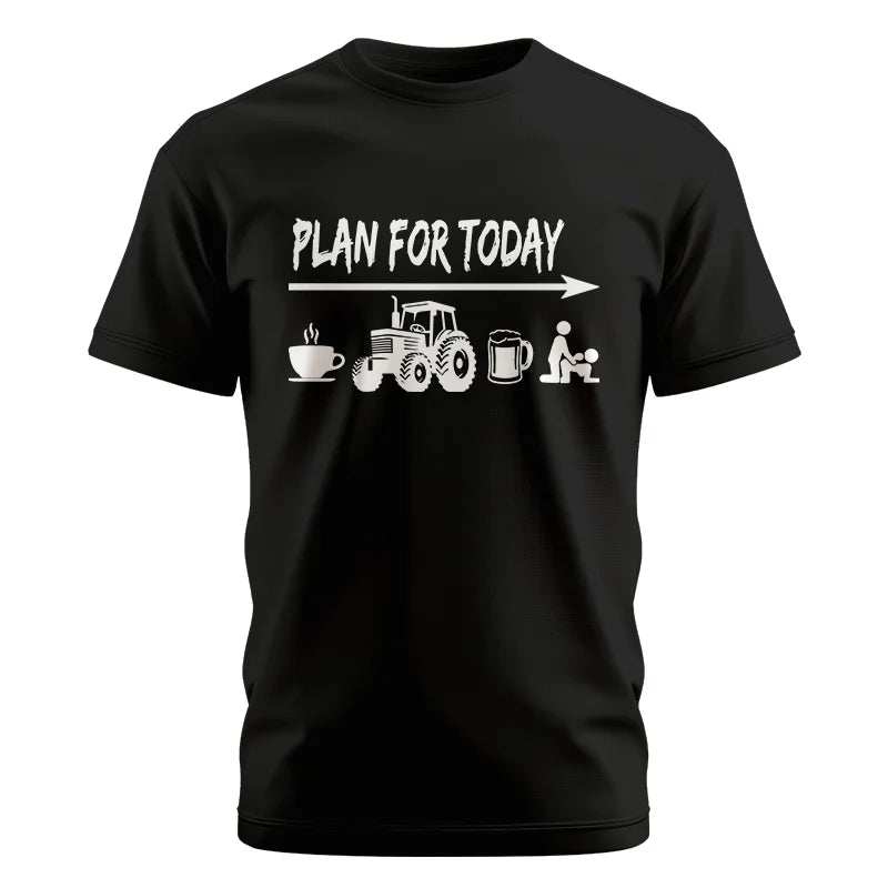 Funny Farmer Plan For Today Coffee Tractor Beer Bed - Unisex Cotton Crew Tee