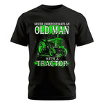 Funny Quote Never Underestimate Old Man Tractor - Unisex Cotton Crew Tee