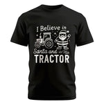 I Believe In Santa And Tractor - Unisex Cotton Crew Tee