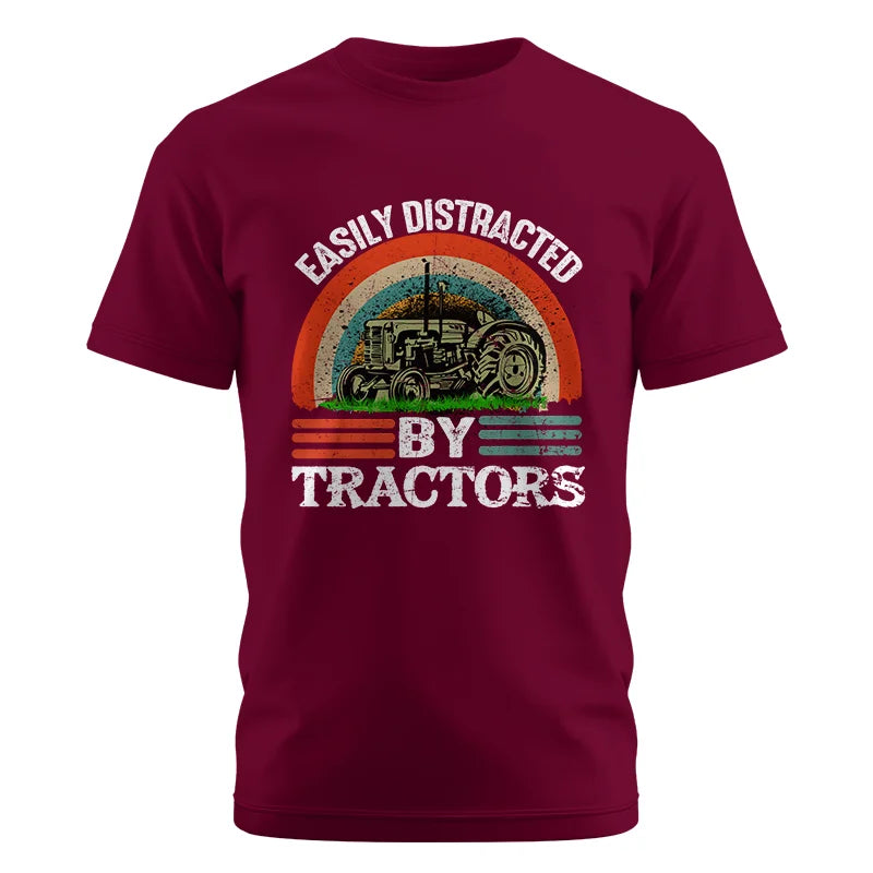 Easily Distracted By Tractors - Unisex Cotton Crew Tee