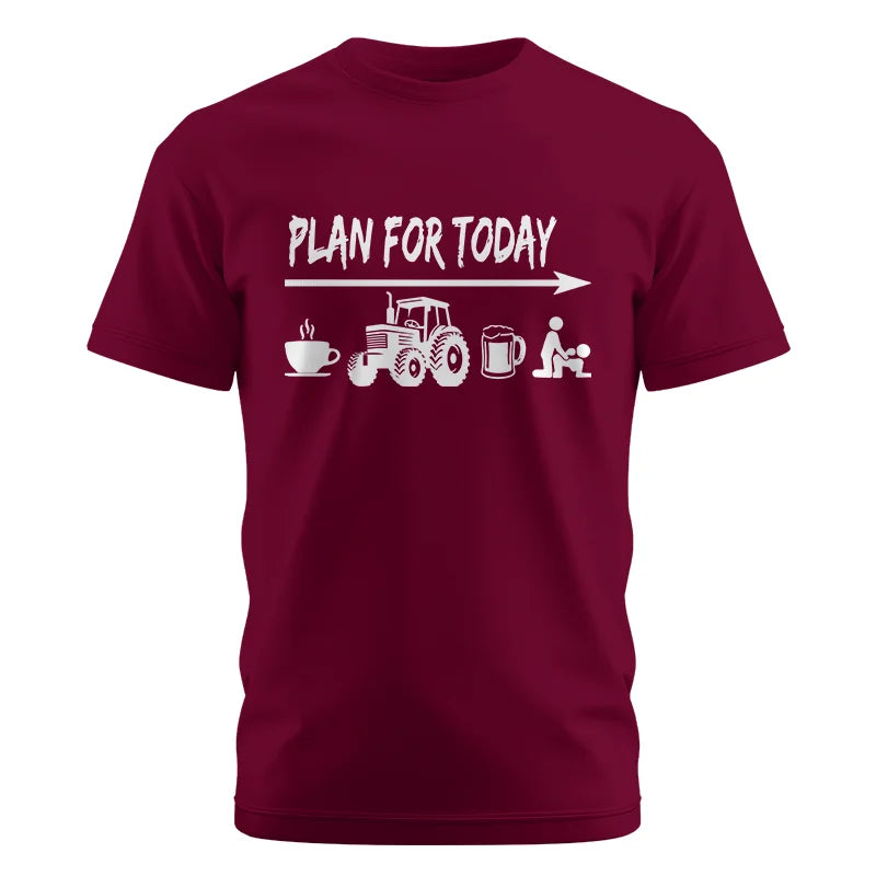 Image of Funny Farmer Plan For Today Coffee Tractor Beer Bed - Unisex Cotton Crew Tee