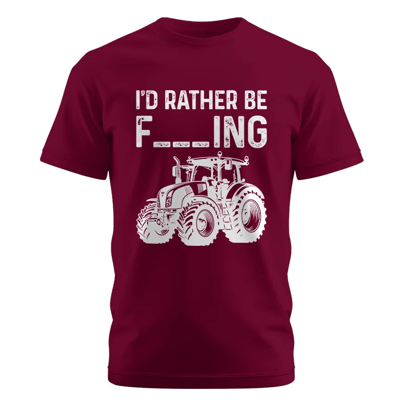 Image of Funny I Would Rather Be Farming Tractor 2 - Unisex Cotton Crew Tee