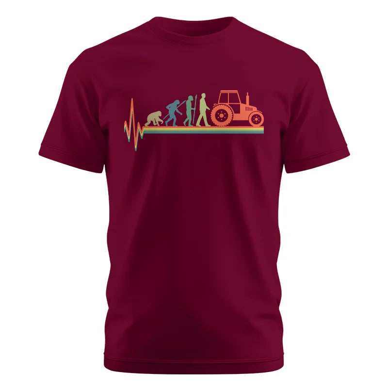 Heartbeat Evolution Farmer Tractor Agriculture Vintage - Unisex Cotton Crew Tee