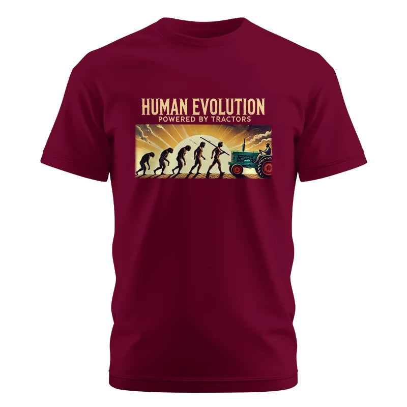 Human Evolution Powered By Tractors - Unisex Cotton Crew Tee