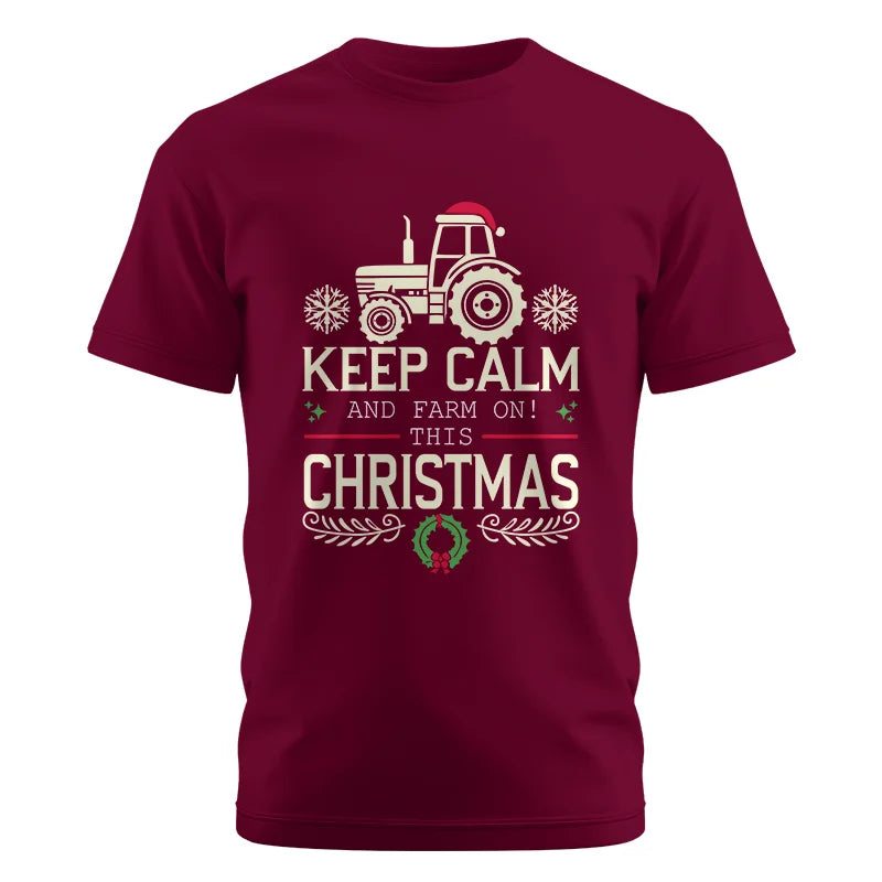 Keep Calm And Farm On! This Christmas - Unisex Cotton Crew Tee