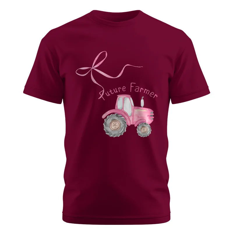 Image of Pink Bow Cute Tractor - Unisex Cotton Crew Tee