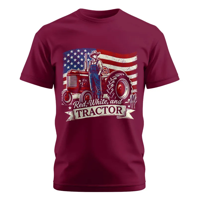 Red White And Tractor - Unisex Cotton Crew Tee