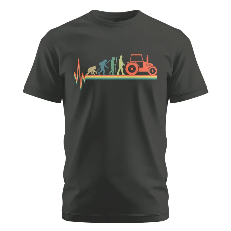 Heartbeat Evolution Farmer Tractor Agriculture Vintage - Unisex Cotton Crew Tee