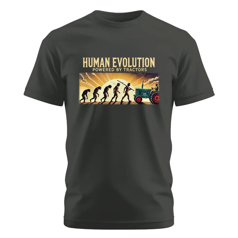 Human Evolution Powered By Tractors - Unisex Cotton Crew Tee