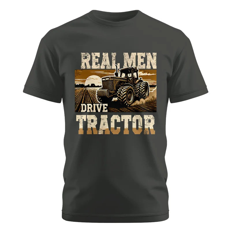 Image of Real Men Drive Tractor - Unisex Cotton Crew Tee