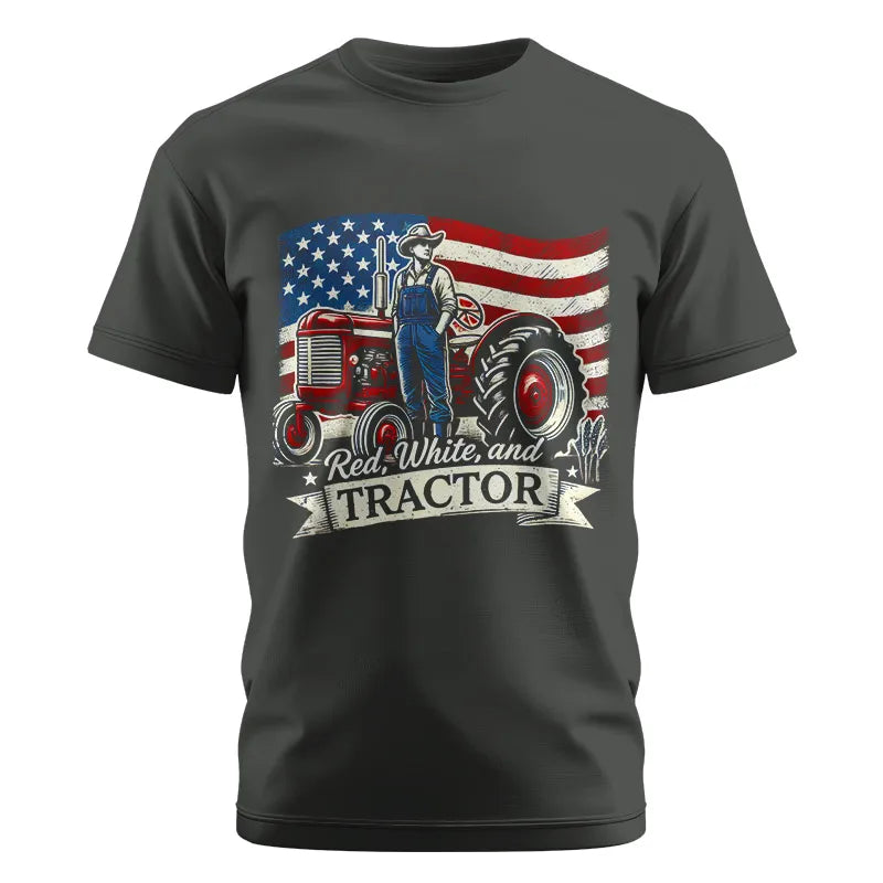 Image of Red White And Tractor - Unisex Cotton Crew Tee