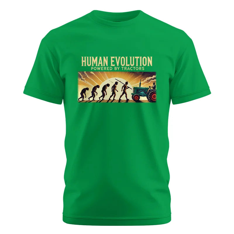 Human Evolution Powered By Tractors - Unisex Cotton Crew Tee